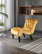 COOLMORE Modern Velvet Armless Accent Living Room Chair / Leisure Chair,Upholstered Fabric Button Comfortable Chair with Wooden Legs for Bedroom, Living Room, Office (Mustard Velvet) - Grand Goldman Shop