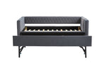 Grey velvet daybed, sturdy wooden bed frame, modern diamond grid pull-out design, perfect for bedroom, living room furniture - Grand Goldman Shop