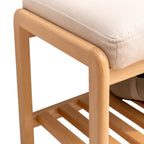 Natural Solid Wood Shoe Bench with Beech Wood Storage Rack Organizer and High Rebound Sponge Cushion in Beige - Grand Goldman Shop