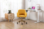 Modern Teddy Fabric Material Adjustable Height 360 Revolving Home Office Chair With Gold Metal Legs And Universal Wheel For I