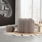 Soft Chenille Bean Bag Chair with High Resilient Foam for Living Room and Bedroom, Comfortable Square Lazy Sofa with Footstool for Adults - Grand Goldman Shop