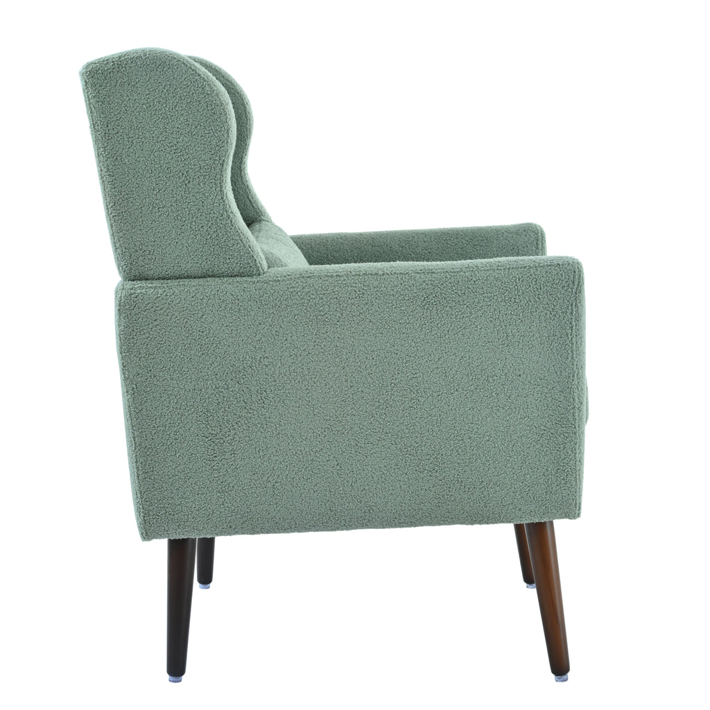 Modern Accent Chair,Teddy Fabric Living Room Chairs Comfy Reading Chair,Mid Century Accent Chair, Lounge Arm Chairs Armchair for Living Room Bedroom (Light Green) - Grand Goldman Shop