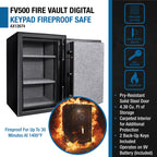 Fireproof Safe Vault 4.39 Cubic Ft Black Steel Secure Storage - Grand Goldman