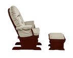 Madison Glider and Ottoman Espresso Wood and Beige Fabric - Grand Goldman
