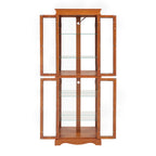 Lighted Glass Curio Display Cabinet,Display Cabinet,Glass Storage Cabinet Glass Wine cabinet Wood Frame Toy Display for Living Room, Kitchen, Pantry light bulb included OAK - Grand Goldman Shop