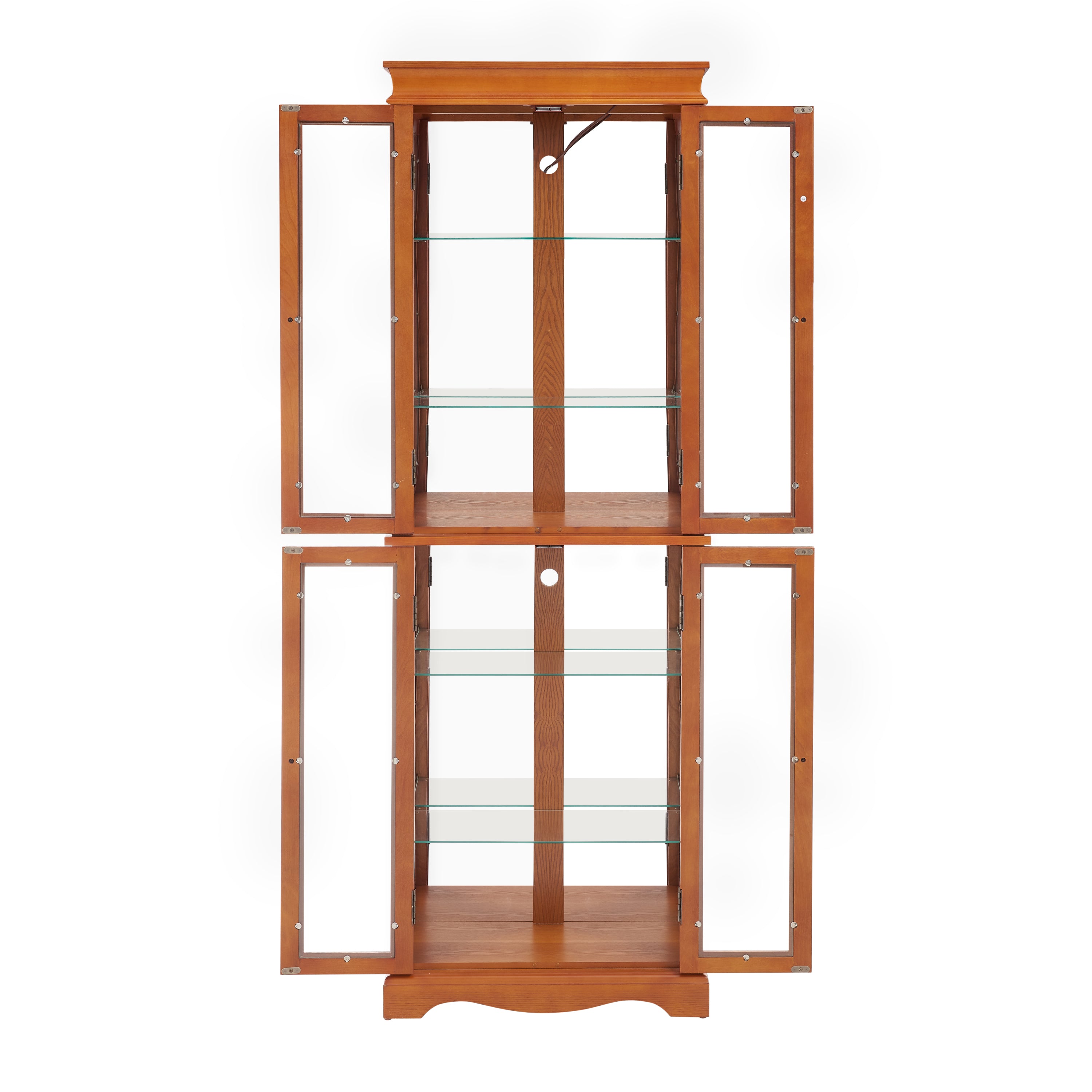 Lighted Glass Curio Display Cabinet,Display Cabinet,Glass Storage Cabinet Glass Wine cabinet Wood Frame Toy Display for Living Room, Kitchen, Pantry light bulb included OAK - Grand Goldman Shop