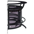Elaina Black 3-Piece Curved Freestanding Home Bar with Smoked Acrylic Panels and Silver Metal Frame, Black Finish, Glass and Metal Construction - Grand Goldman Shop
