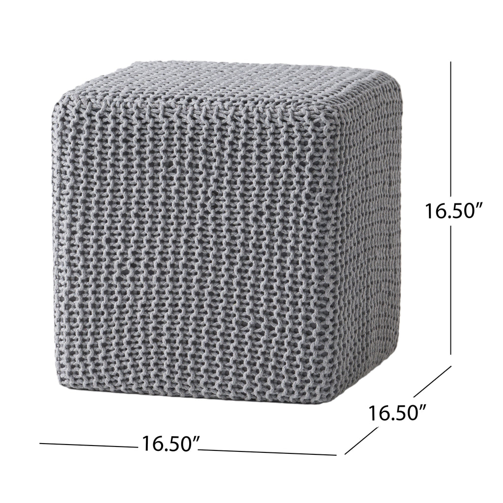 Chabani Indoor Modern Knitted Fabric Cube Pouf Ottoman - Grand Goldman Shop