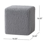 Chabani Indoor Modern Knitted Fabric Cube Pouf Ottoman - Grand Goldman Shop