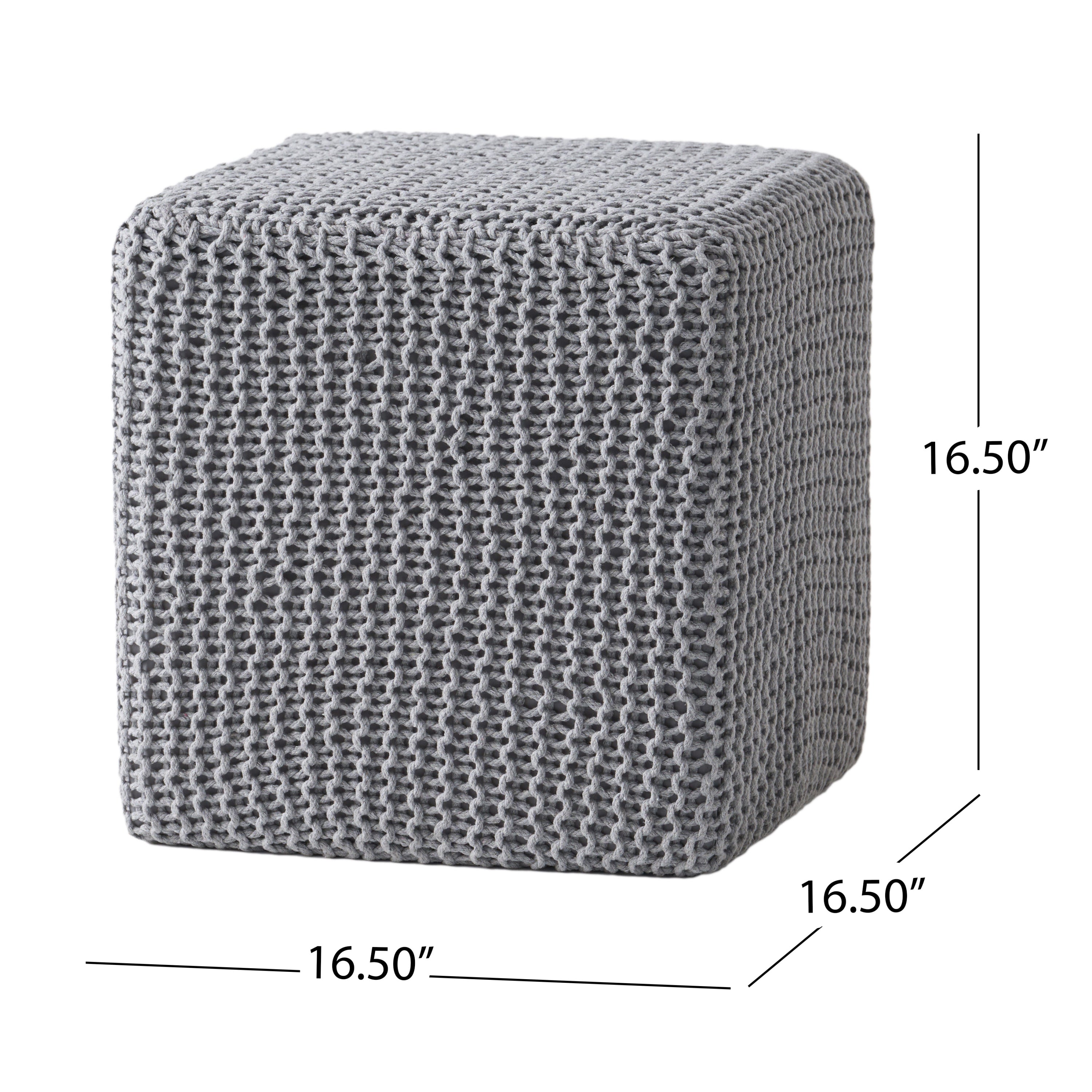 Chabani Indoor Modern Knitted Fabric Cube Pouf Ottoman - Grand Goldman Shop
