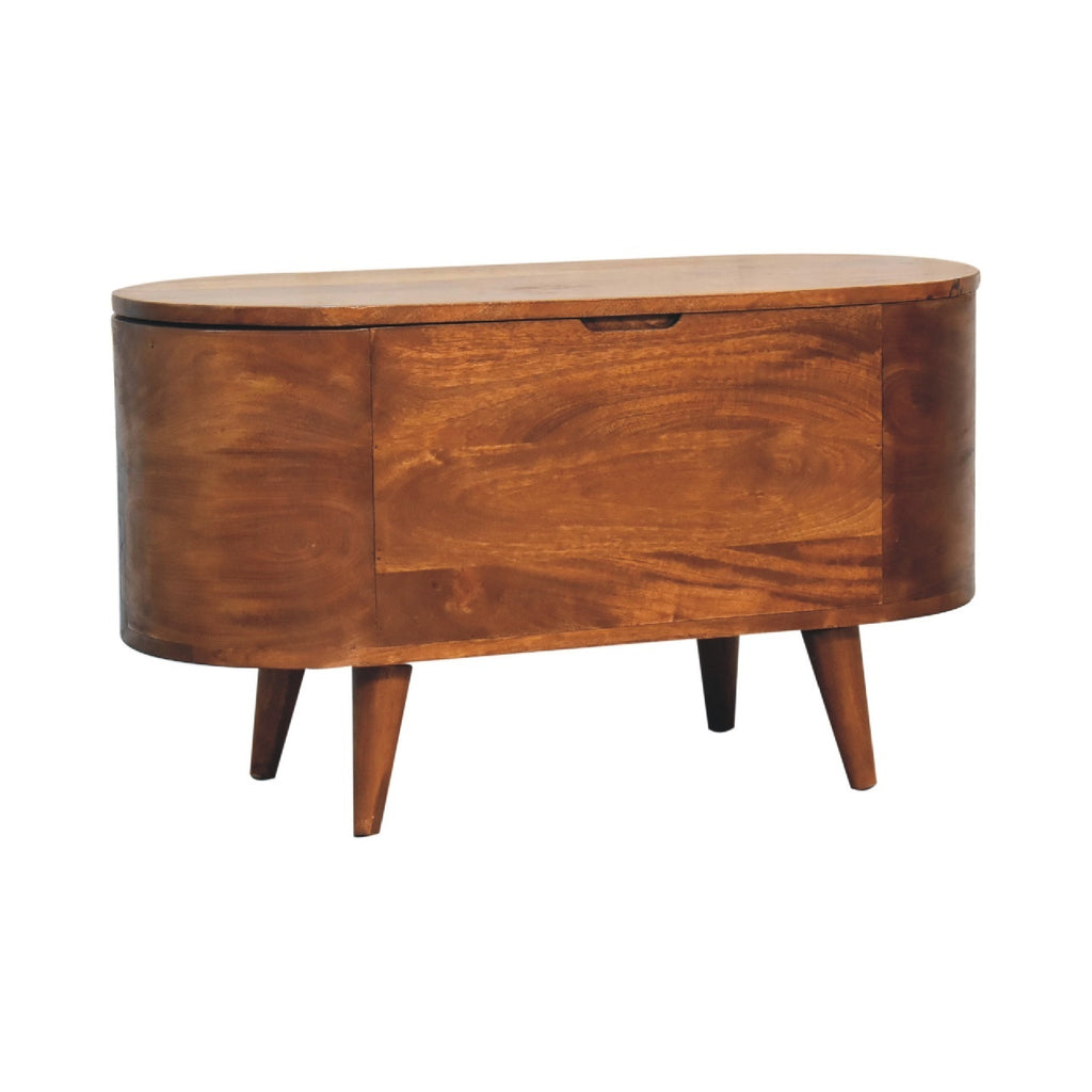 Solid Wood Chestnut Rounded Lid-Up Blanket Box, Storage Box - Grand Goldman Shop