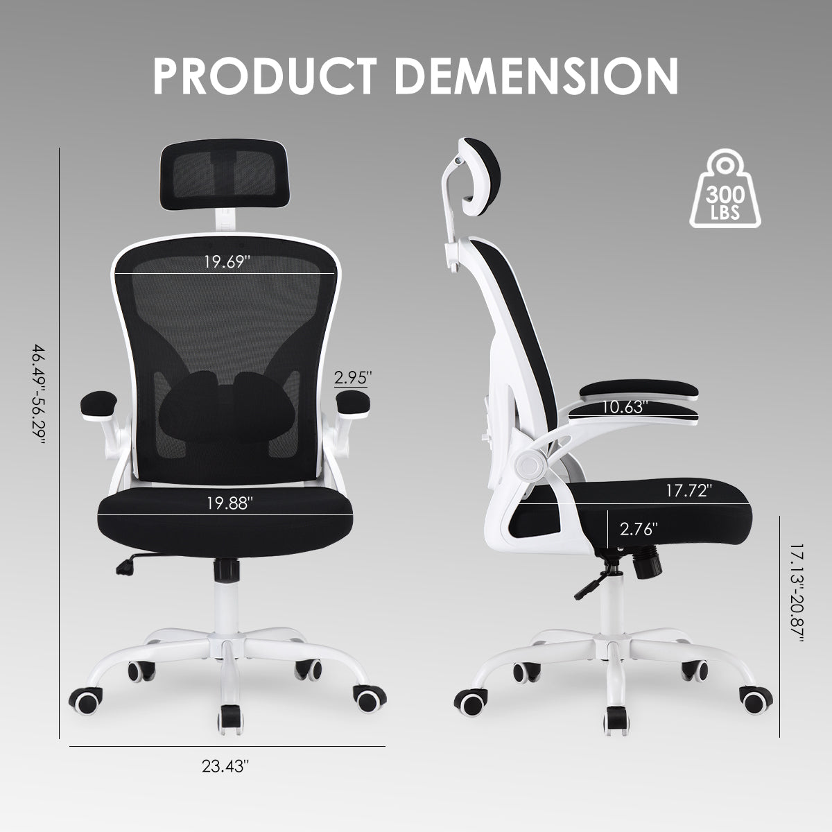 Ergonomic Office Chair, Home Office Desk Chair with Headrest, High Back Computer Chair with Armrests and Adjustable Lumbar Su