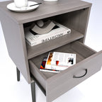 Two sets of Nightstand,modern style bedside table, With storage drawers and open wooden shelves, Suitable for living rooms, Bedrooms and small spaces. Decorative bedside tables in two sets, Easy to as - Grand Goldman Shop