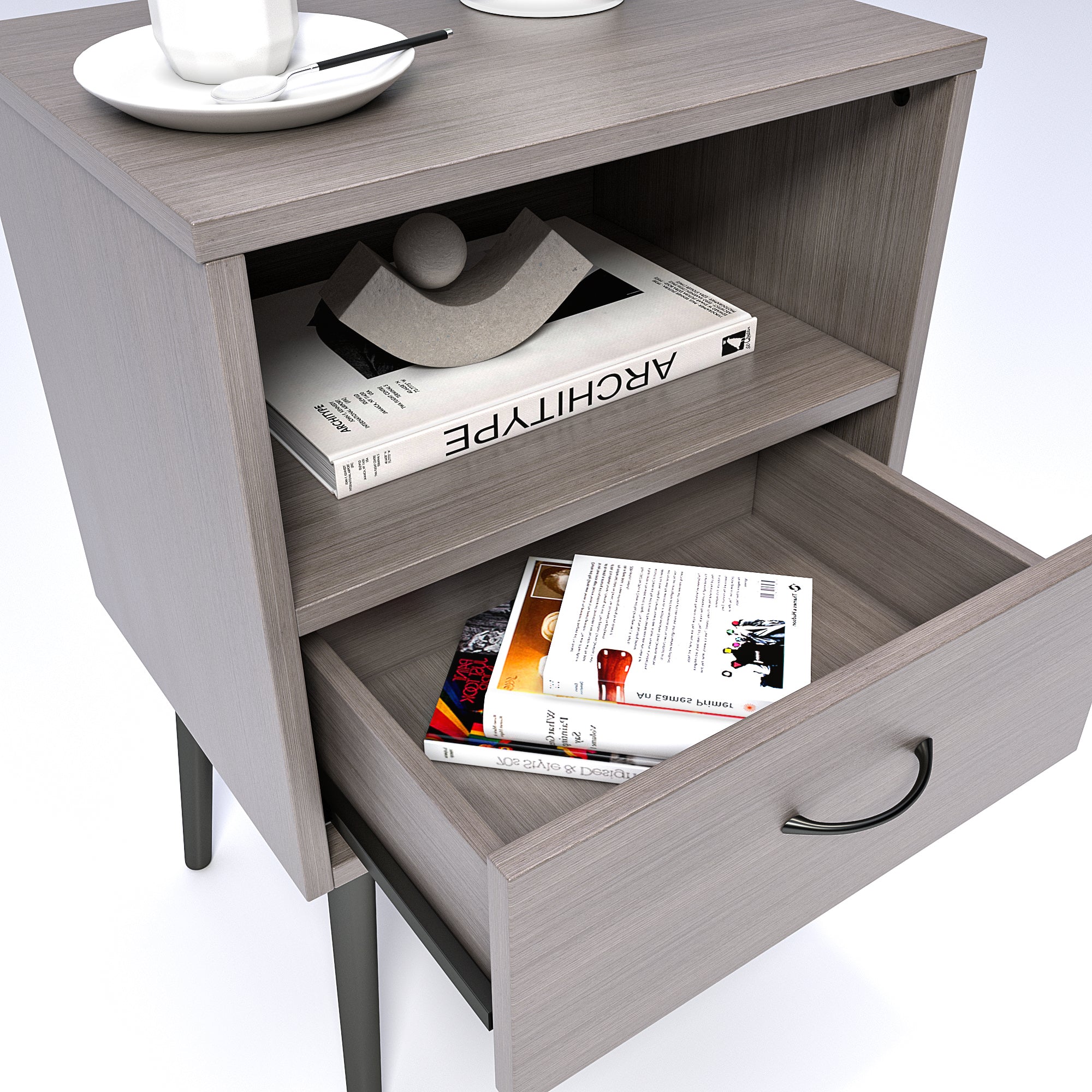 Two sets of Nightstand,modern style bedside table, With storage drawers and open wooden shelves, Suitable for living rooms, Bedrooms and small spaces. Decorative bedside tables in two sets, Easy to as - Grand Goldman Shop