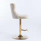A&A Furniture,Golden Swivel Velvet Barstools Adjusatble Seat Height from 25-33 Inch,Modern Upholstered Bar Stools with Backs Comfortable Tufted for Home Pub and Kitchen Island,Beige,Set of 2 - Grand Goldman Shop