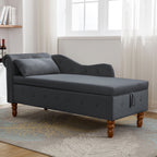 Black Chaise Lounge Indoor, Velvet Lounge Chair for Bedroom with Storage & Pillow, Modern Upholstered Rolled Arm Chase Lounge for Sleeping with Nailhead Trim for Living Room Bedroom Office - Grand Goldman Shop