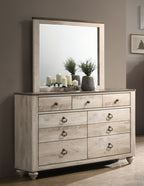 Imerland Contemporary White Wash Finish 4-Piece Bedroom Set-Queen Bed, Dresser, Mirror, Nightstand - Grand Goldman Shop