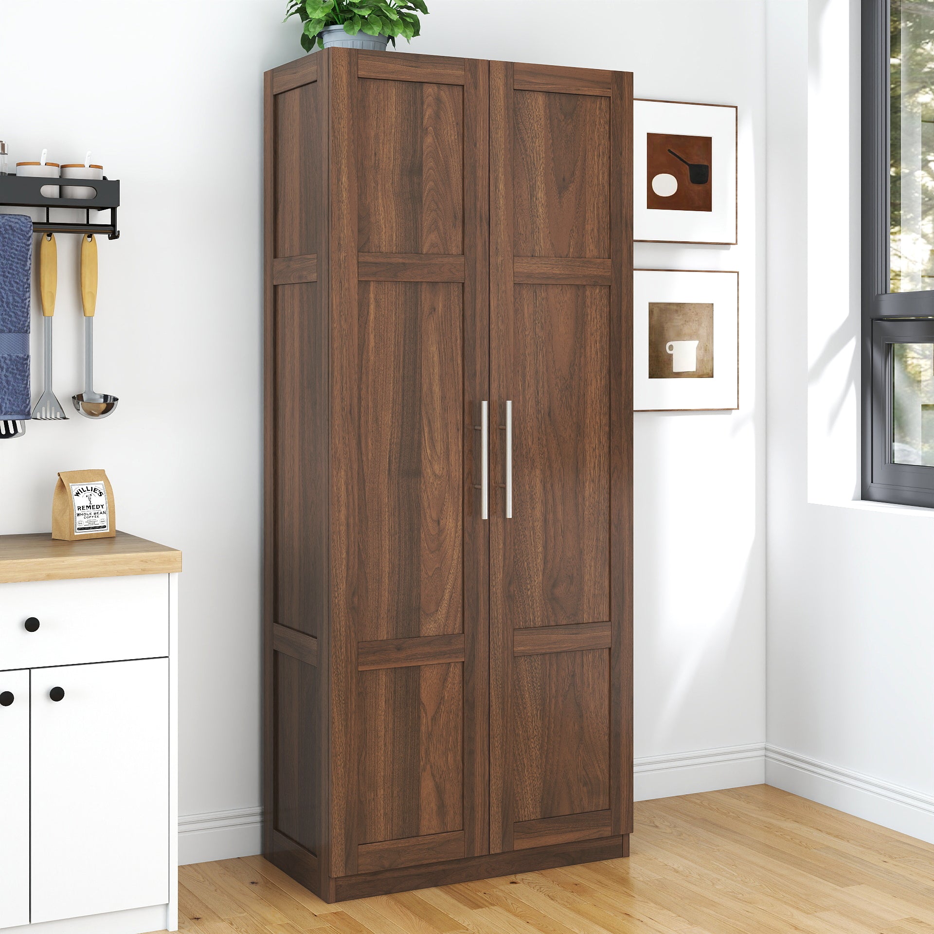Pantry Cabinet, Kitchen Pantry Storage Cabinets with 2 Door and 3  Shelves,  Pantry Storage Cabinet, Cupboard for Kitchen, Dining Room and Living Room. - Grand Goldman Shop