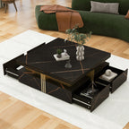 Modern Black Square Storage Coffee Table With 4 Drawers - Grand Goldman Shop