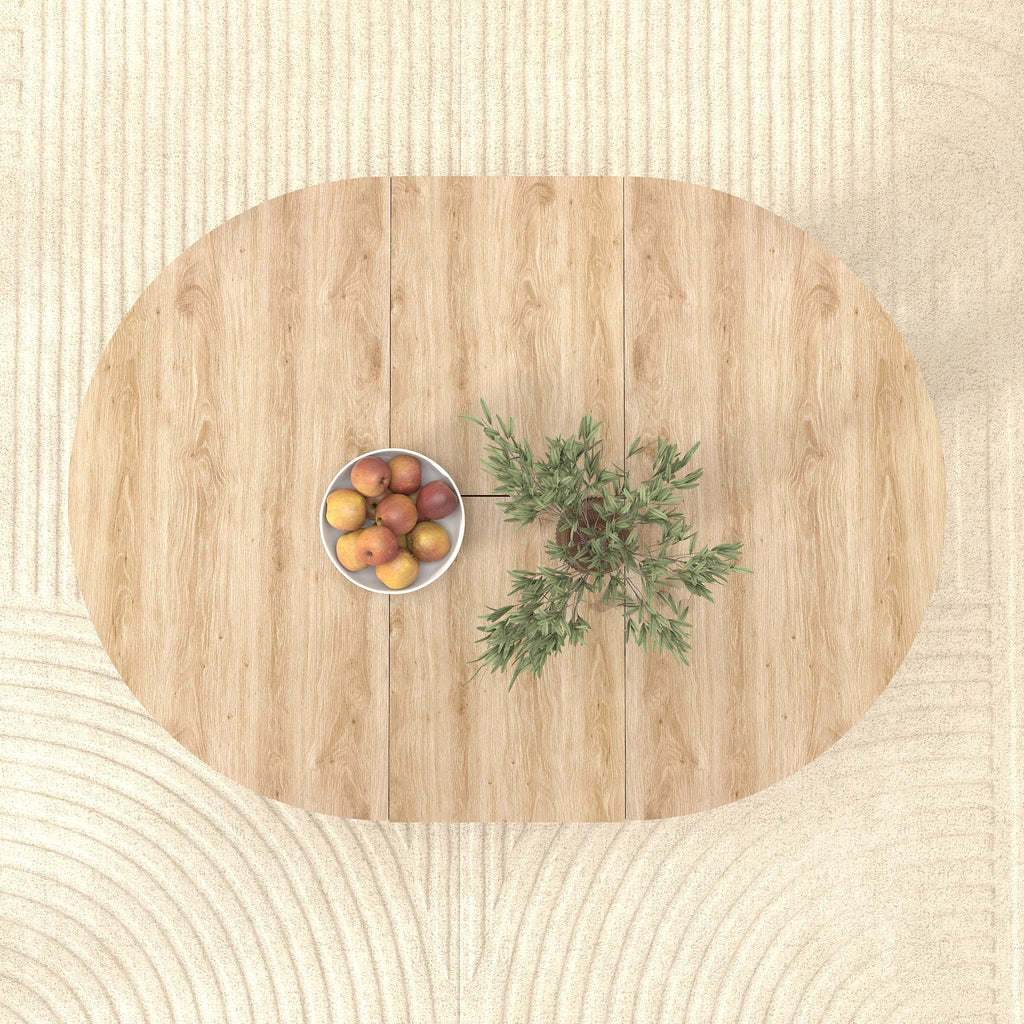 Dining Table for Farmhouse Kitchen 59x43 Inch Expandable Oval Table Top with Removable Leaf Trestle X Shaped Base White - Grand Goldman Shop