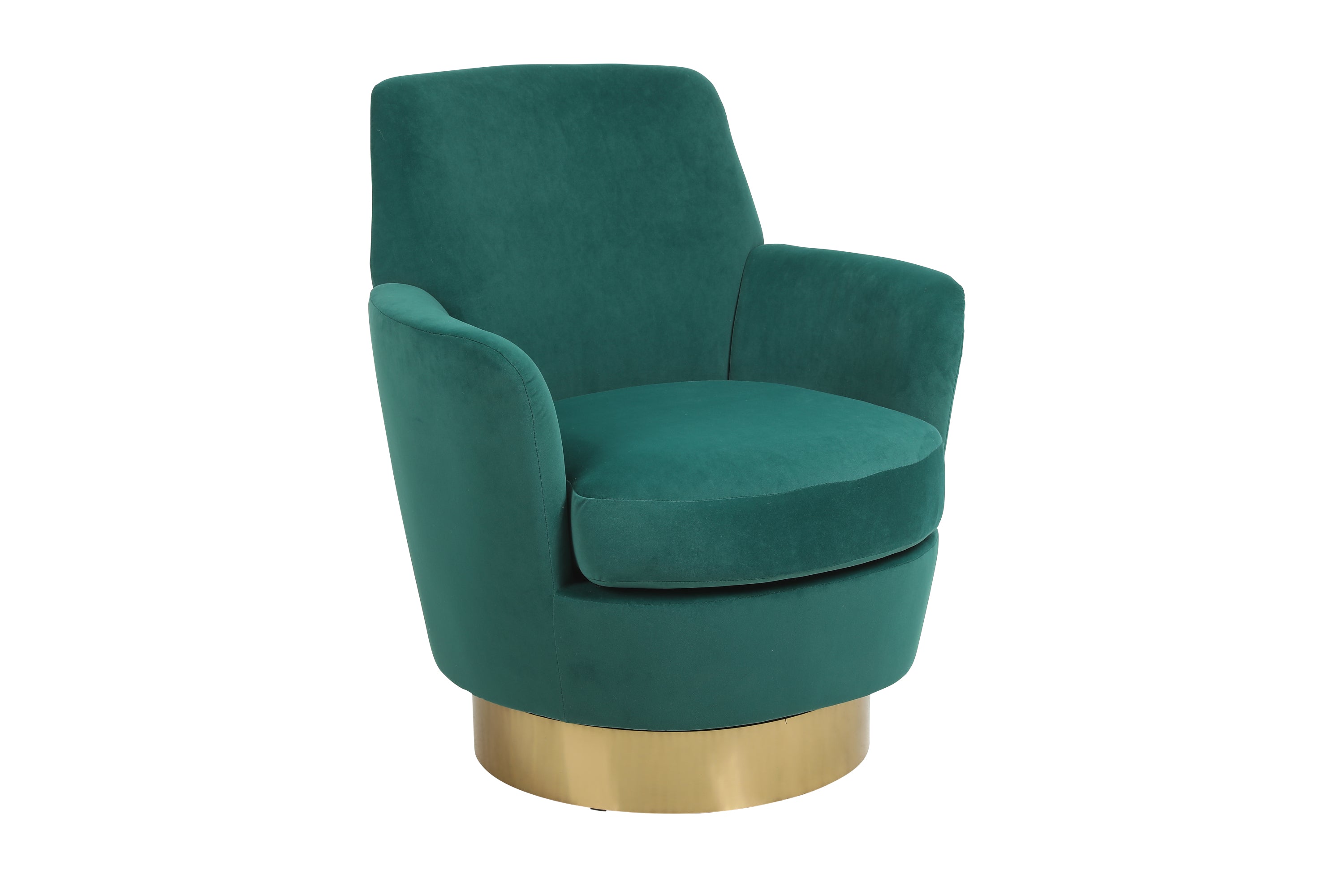 Velvet Swivel Barrel Chair, Swivel Accent Chairs Armchair for Living Room, Reading Chairs for Bedroom Comfy, Round Barrel Chairs with Gold Stainless Steel Base (Emerald) - Grand Goldman Shop