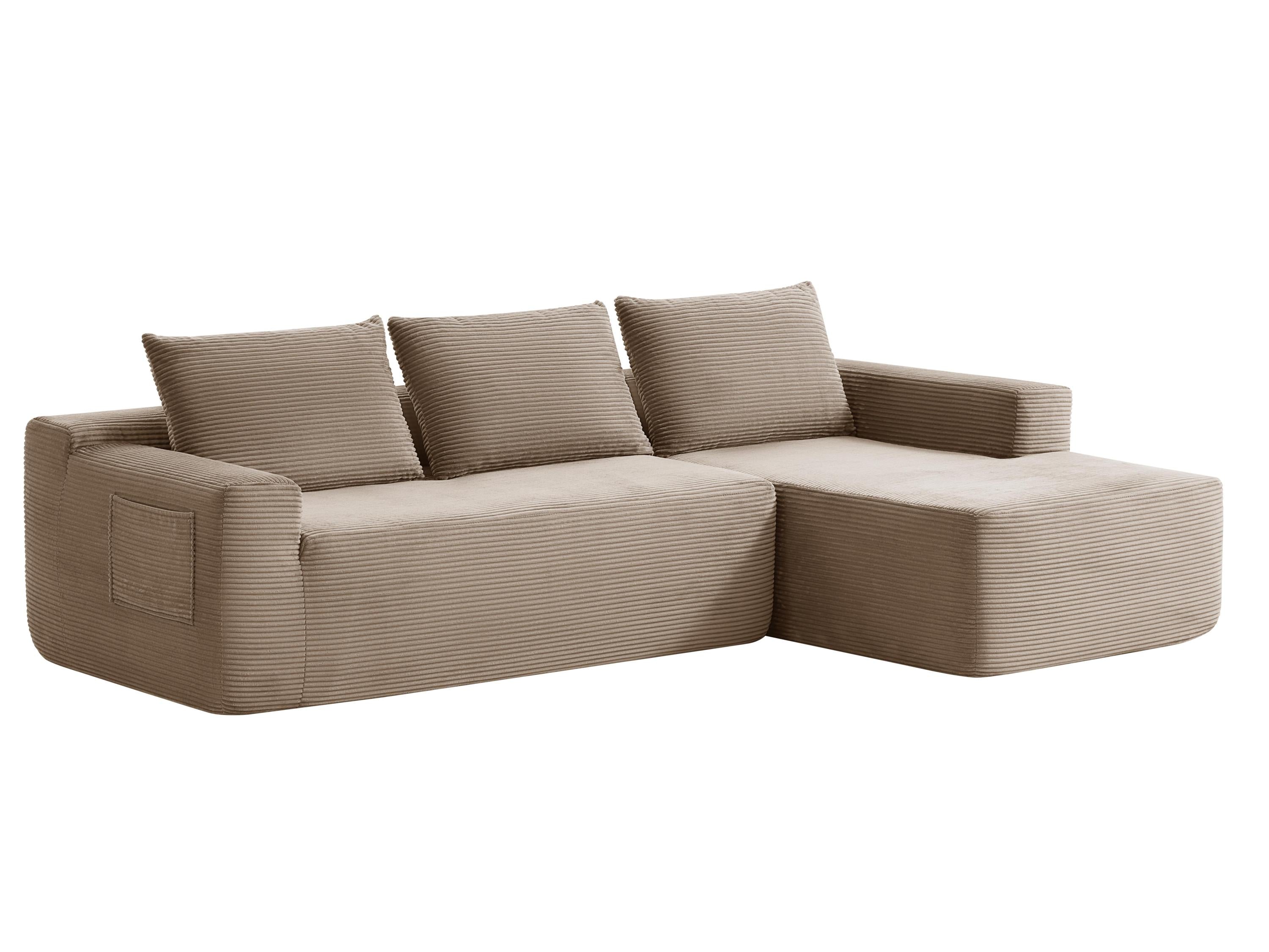 96.9' Cloud Sectional Couch with L-Shape Chaise,Modern Modular Sofa with Deep Seat, Upholstered Couches for Living Room Bedroom,No Assembly Required, (Corduroy Fabric),Camel,Right - Grand Goldman Shop