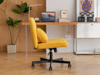 Yellow Linen Criss Cross Armless Office Chair with Wheels - Modern Comfort for Home Office, Meditation & Makeup Spaces - Gran