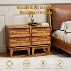 2 Set Nightstands Features Vintage-style and Bevel Design, Made of MDF, Mid Century Modern Nightstand, Night Stand for Bedroom - Grand Goldman Shop