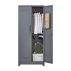 Gray And White Color Metal Lockers, Cleaning Tool Cabinets With Locking Doors, High Broom Tool Storage Cabinets, Adjustable S