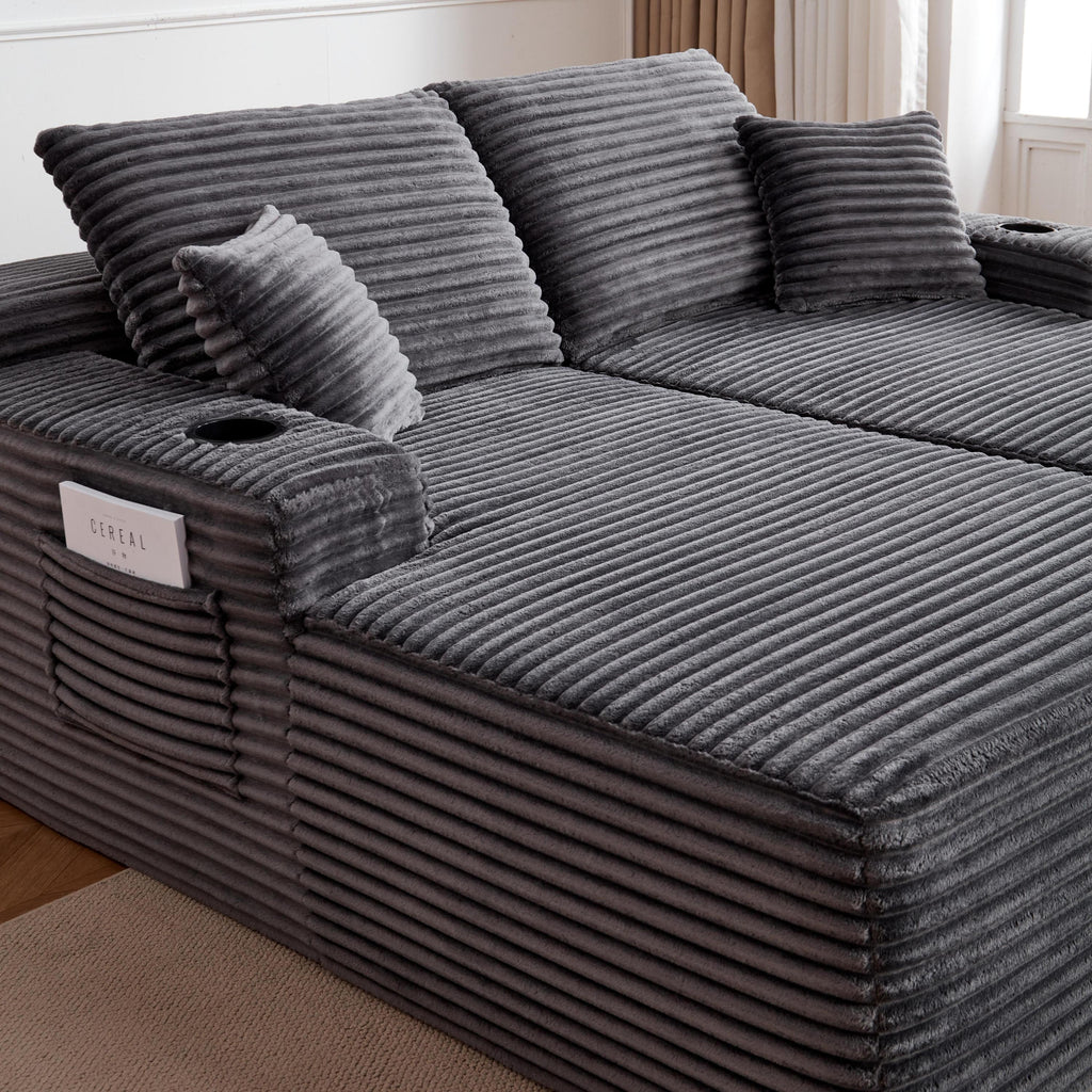 69'Cloud Sectional Couch, L-Shape Chaise with R-Shape Chaise with Deep Seat and Comfortable 2 Seater Couch for Modern Living Room,(Plush Fabric),Grey - Grand Goldman Shop