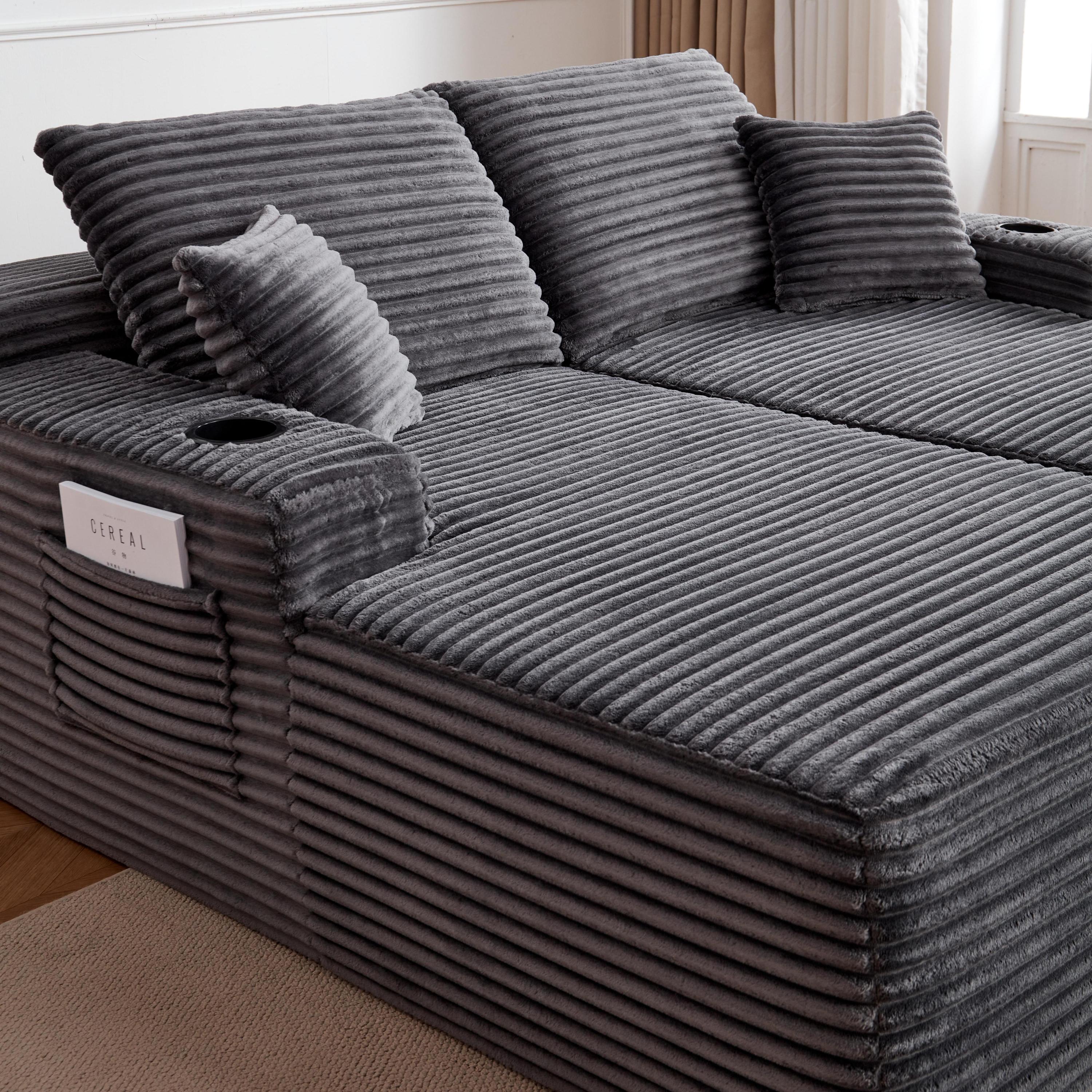 69'Cloud Sectional Couch, L-Shape Chaise with R-Shape Chaise with Deep Seat and Comfortable 2 Seater Couch for Modern Living Room,(Plush Fabric),Grey - Grand Goldman Shop