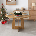 Round Dining Table for 4 - 47 Inch Farmhouse Kitchen Table, MDF Circle Table with Oak Finish, 300lb Weight Capacity, Easy Assembly for Dining Room, Kitchen, Living Room - Spiced Round Table - Grand Goldman Shop