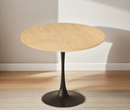 (Natural Wood Color)Round Table, Modern Dining Table, Dining Table, MDF Top and Steel Base Tulip Round Kitchen Table, Kitchen Table, Mid Century Coffee Table for Living Room 24 Inch, Oval Dining Table - Grand Goldman Shop