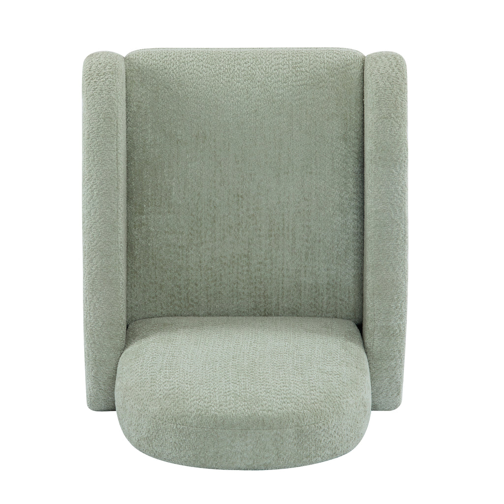 Modern 360 Swivel and Glider Recliner Chair in Light Green Boucle with Solid Wood Base - Grand Goldman Shop