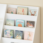 Kids Bookshelf and Toy Storage Organizer, Multifunctional 4-Tier White Wooden Bookcase with Toy Bin for Nursery, Playroom, or