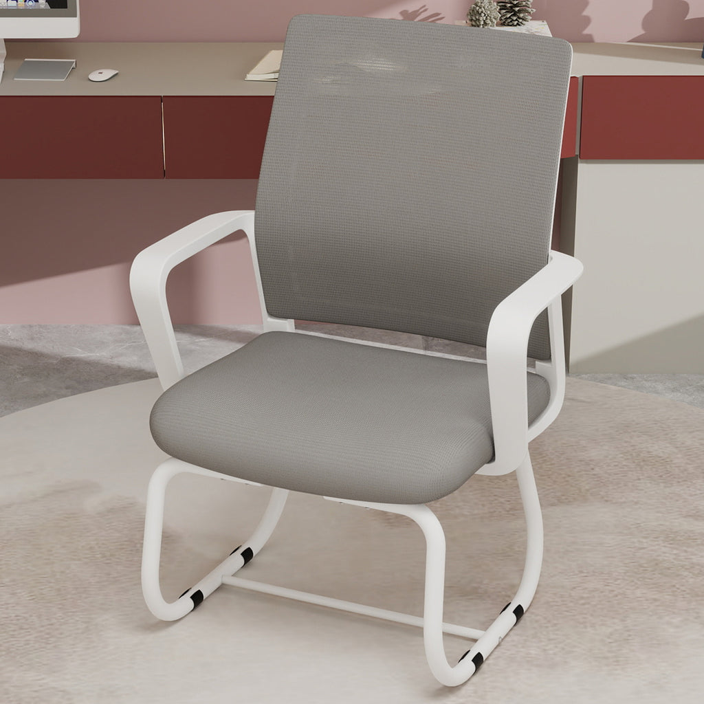 Minimalist Modern Office Chair with Metal Frame, Soft Mesh Backrest, White+Gray, for Home and Office Use | Premium Home Decor