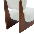 [Set of 2] Modern Beige Lounge Chair with Polyester Upholstery, Sturdy Wood Base With Walnut Finish, Minimalist and Stylish Accent Seating for Living Room, Bedroom, or Office - Grand Goldman Shop