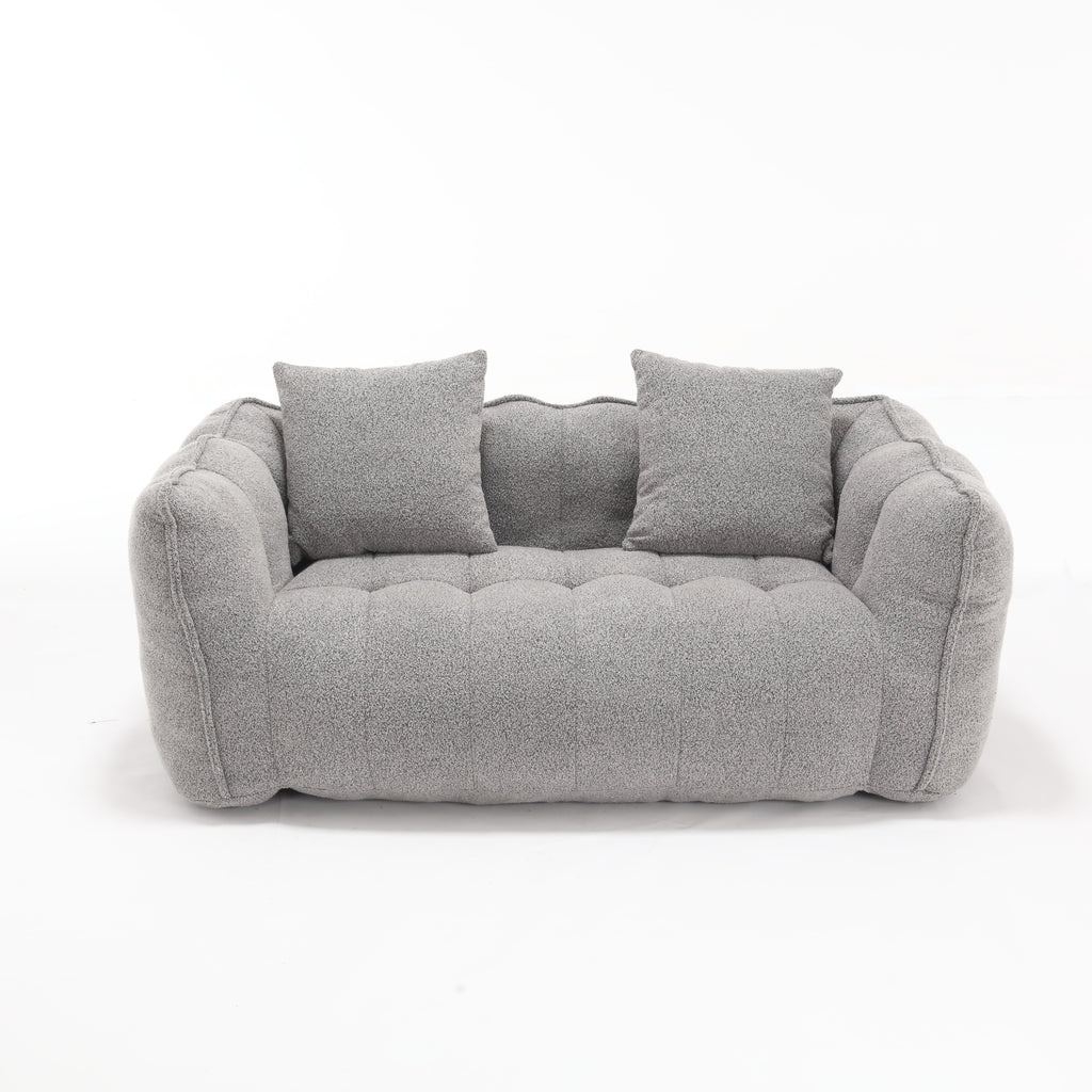 Cozy Beanbag Chair with High Resilience Foam Core for Two - Grey Chenille, 66x35x25 inches - Grand Goldman Shop
