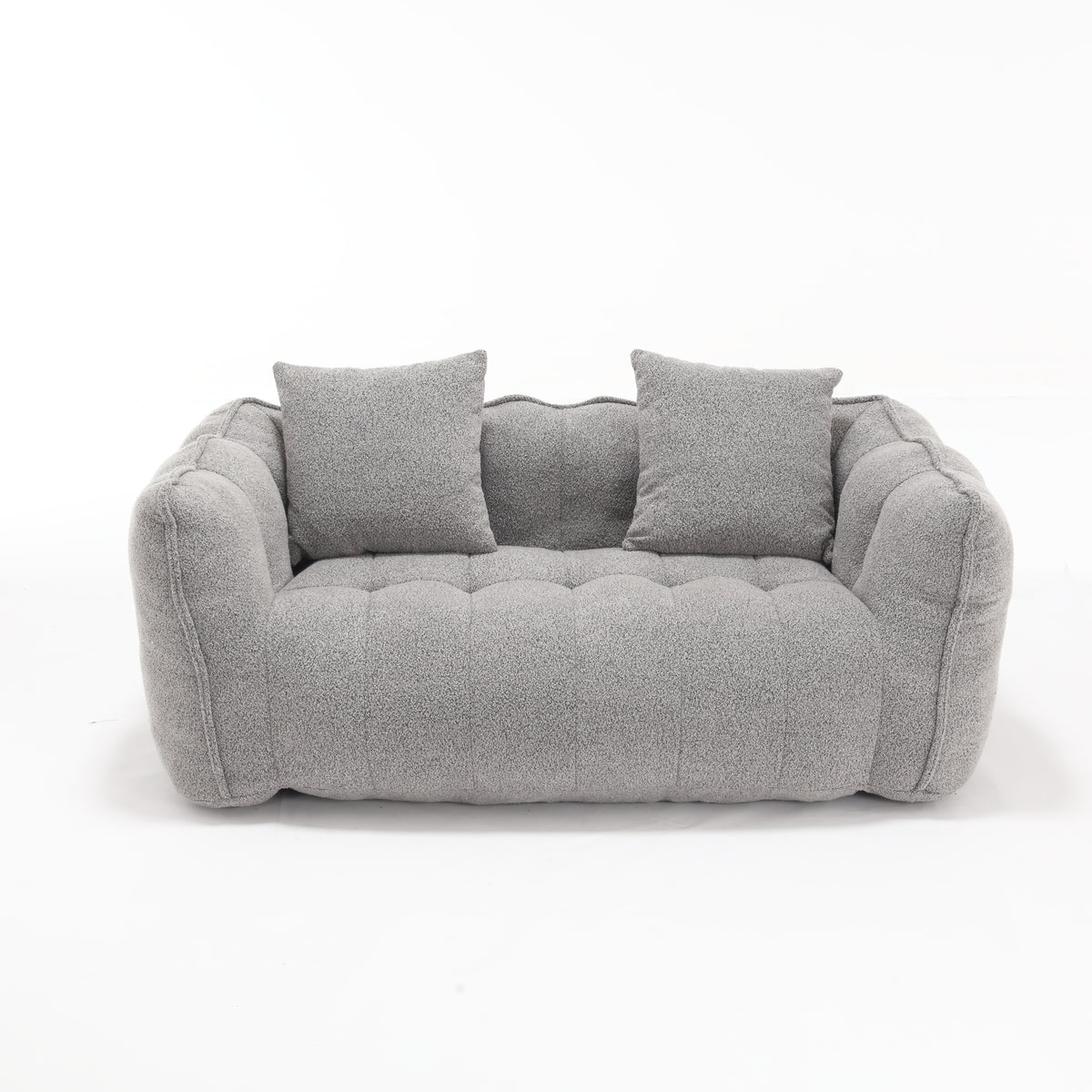Cozy Beanbag Chair with High Resilience Foam Core for Two - Grey Chenille, 66x35x25 inches - Grand Goldman Shop