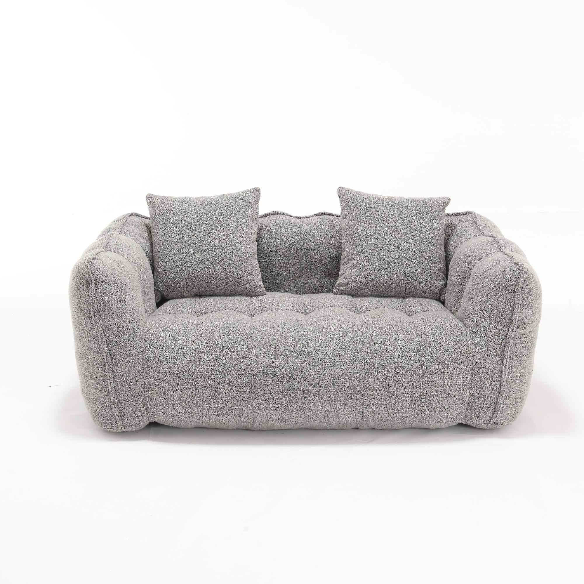 Cozy Beanbag Chair with High Resilience Foam Core for Two - Grey Chenille, 66x35x25 inches - Grand Goldman Shop