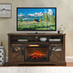 26 Inch Infrared Quartz Heater Fireplace Insert - Woodlog Version with Brick Background, Antique Black, Tempered Glass and Sheet Metal - Grand Goldman Shop