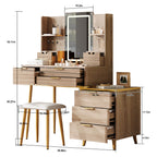 7-Drawer Vanity Desk with LED Mirror & Carved Details, Fluted Makeup Table with Metal Legs and PU Stool, Carved Dressing Table with Jewelry Storage for Bedroom - Grand Goldman Shop