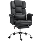 HOMCOM Executive Office Chair, PU Leather Ergonomic Office Desk Chair, Reclining and Swivel Chair with Footrest and Lumbar Su