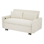 Modern Convertible Pull-out Sofa Bed with USB Ports and Pillows, Beige Corduroy, 57.48 inches - Grand Goldman Shop