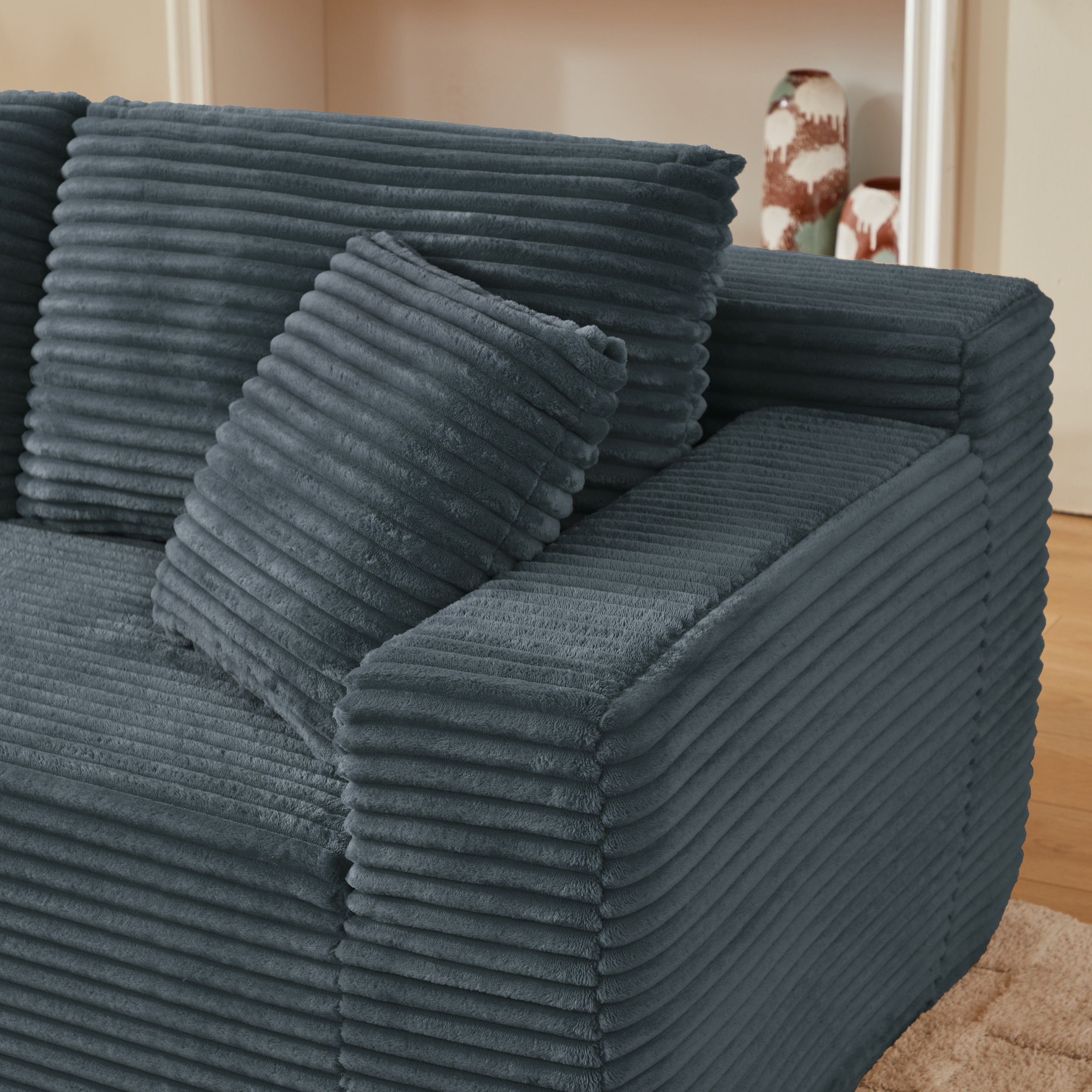 L-Shaped Cloud Sectional Sofa with Deep Seat,No Assembly Required,Modular Couches Sleeper for Living Room,Bedroom,Apartment,Dark Grey - Grand Goldman Shop