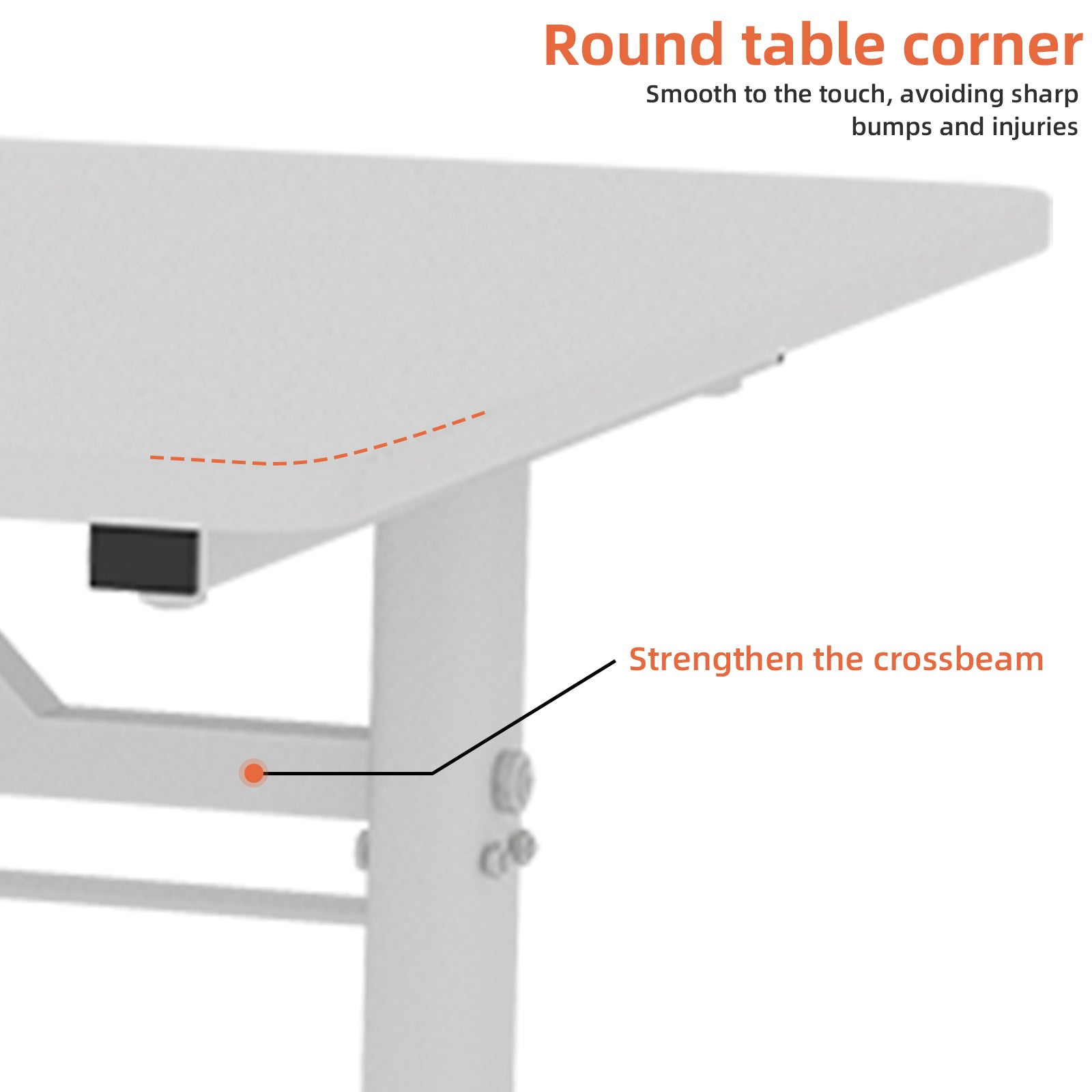 Adjustable Study Desk for Kids and Adults, Height-Adjustable Home Office Desk, White Frame with White Wood Tabletop, 60cm x 8
