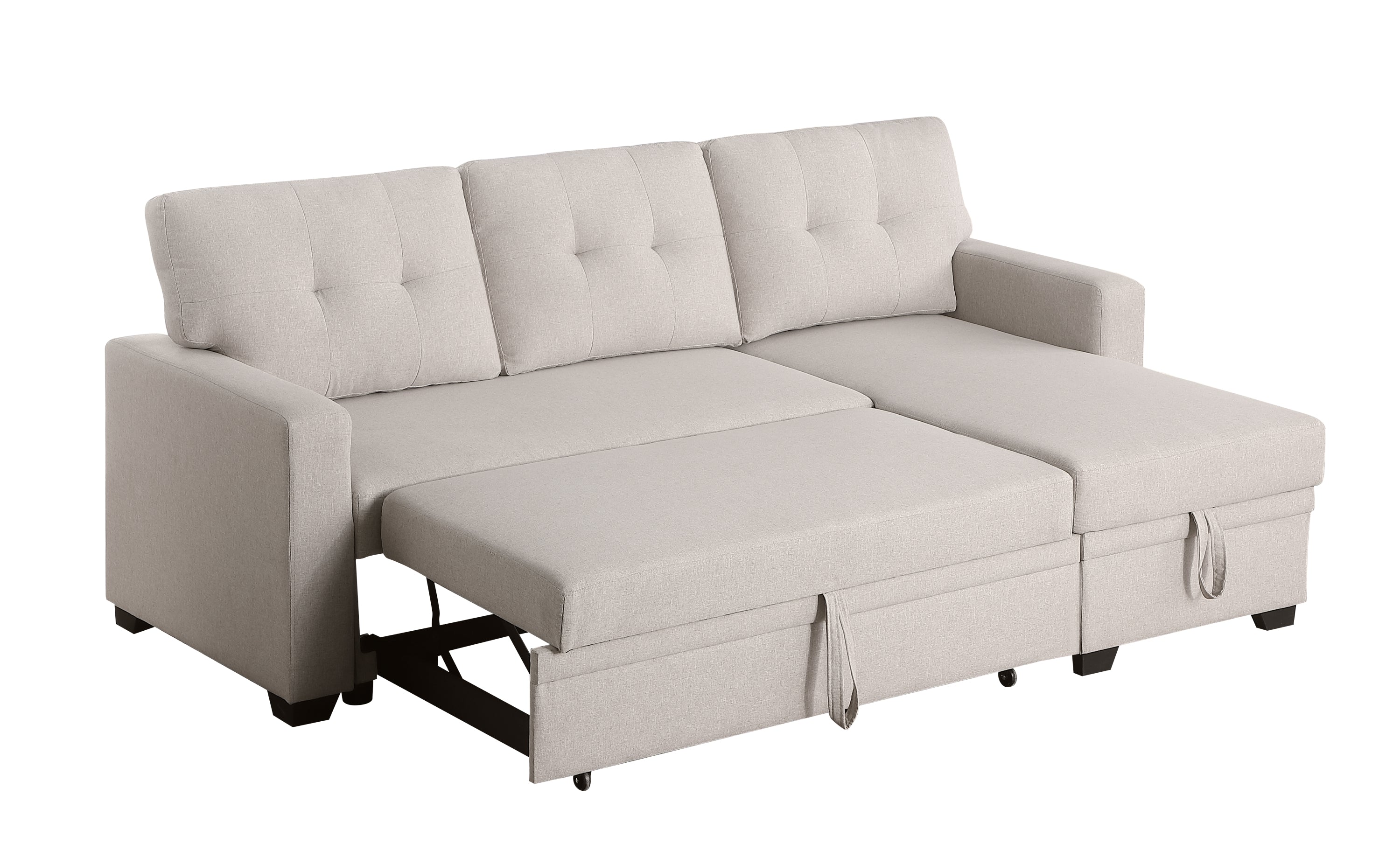 Upholstered Pull out Sectional Sofa with Chaise - Grand Goldman Shop