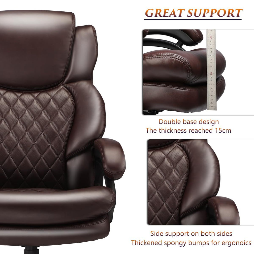 500lbs Big and Tall Office Chair for Heavy People Executive Office Chair with Wide Spring Seat Computer Desk Chair 360 Swivel