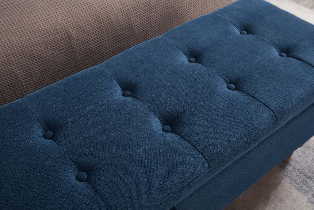 59' Bed Bench with Storage  Blue Fabric - Grand Goldman Shop
