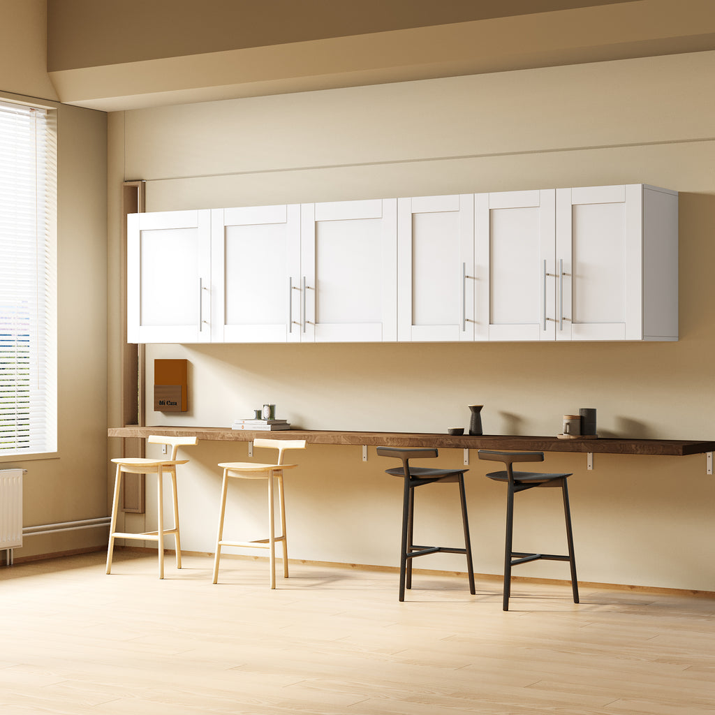 Stackable Wall Mounted Storage Cabinet, 15.75 'D x 35.43' W x 19.69 'H, White - Grand Goldman Shop